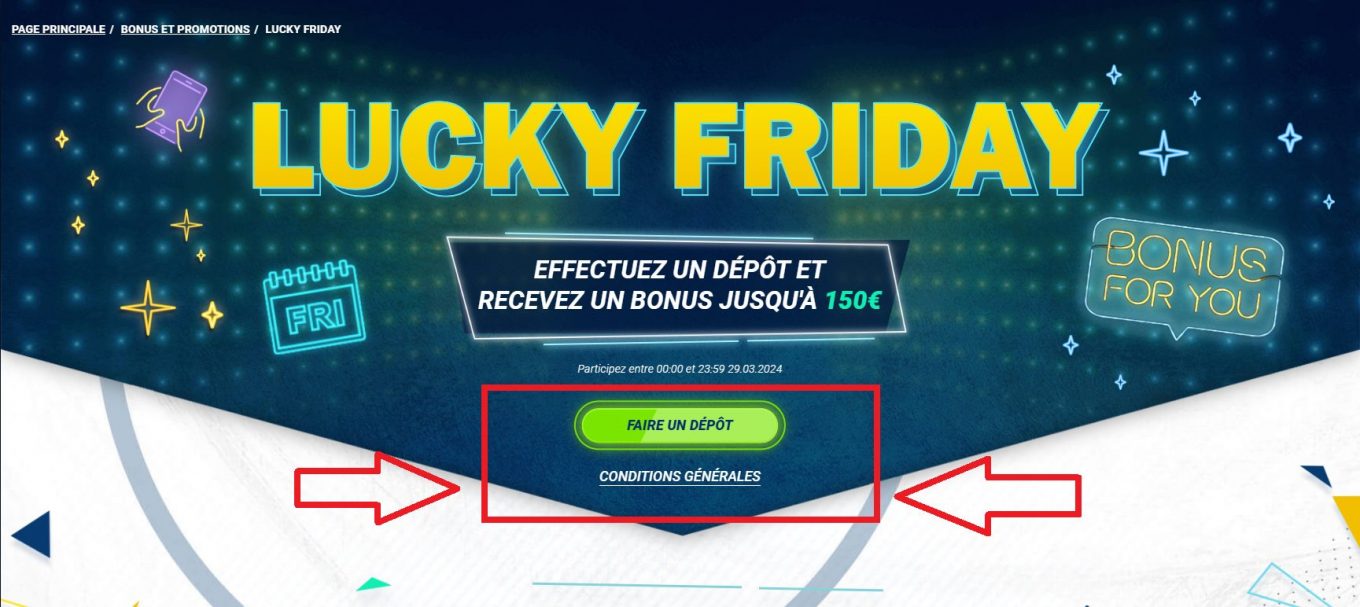 bonus 1xBet vendredi en ligne